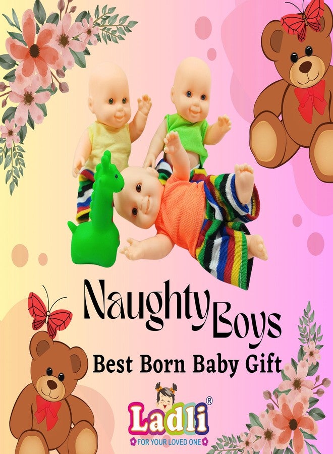 Ladli® Combo Small Doll Toy (Doll for Kids) Moveable Hands & Legs (3 pcs) Toy,The Best Gifts for Girls and Boys Naughty boy 3 Brother Cute Little Boy in Doll for Kids Mini Baby 16CM Pack of 3 - Image 4