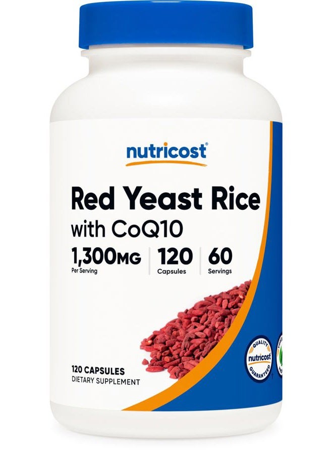 Nutricost أرز الخميرة الحمراء مع CoQ10 1300 ملغ، 120 كبسولة، 60 حصة - خالي من الكائنات المعدلة وراثيًا، خالي من الغلوتين - Image 1