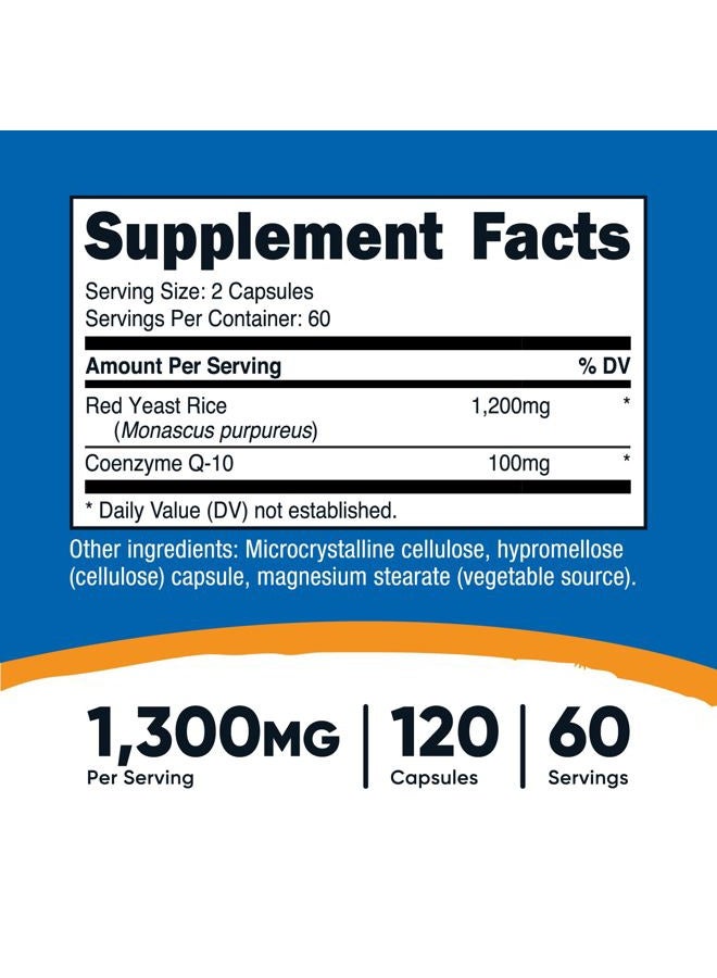 Nutricost أرز الخميرة الحمراء مع CoQ10 1300 ملغ، 120 كبسولة، 60 حصة - خالي من الكائنات المعدلة وراثيًا، خالي من الغلوتين - Image 2