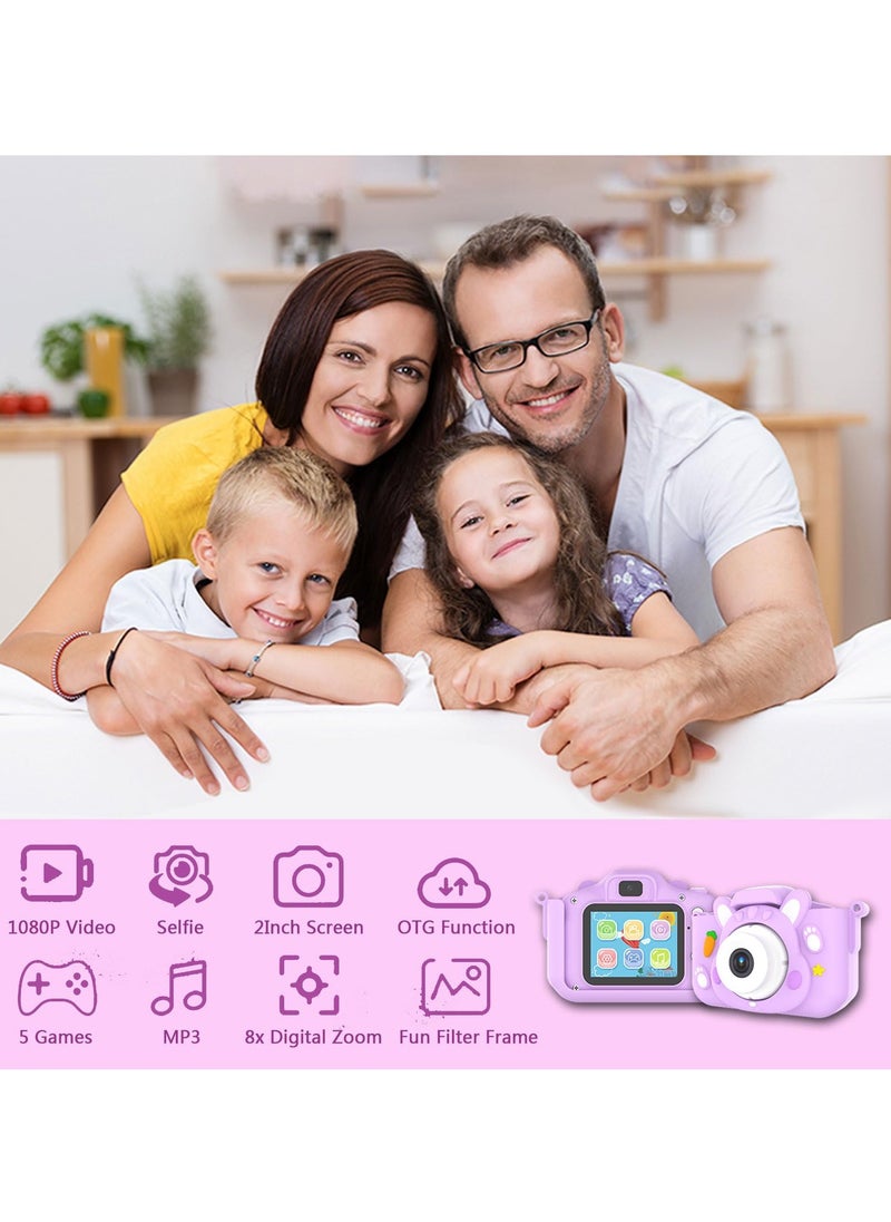 Daxiongmao Kids Camera Toys,48MP Dual Lens with 32G SD Card and Cartoon Soft Cover for 3-8 Year Old Girls Boys (PurpleR)  - Image 3