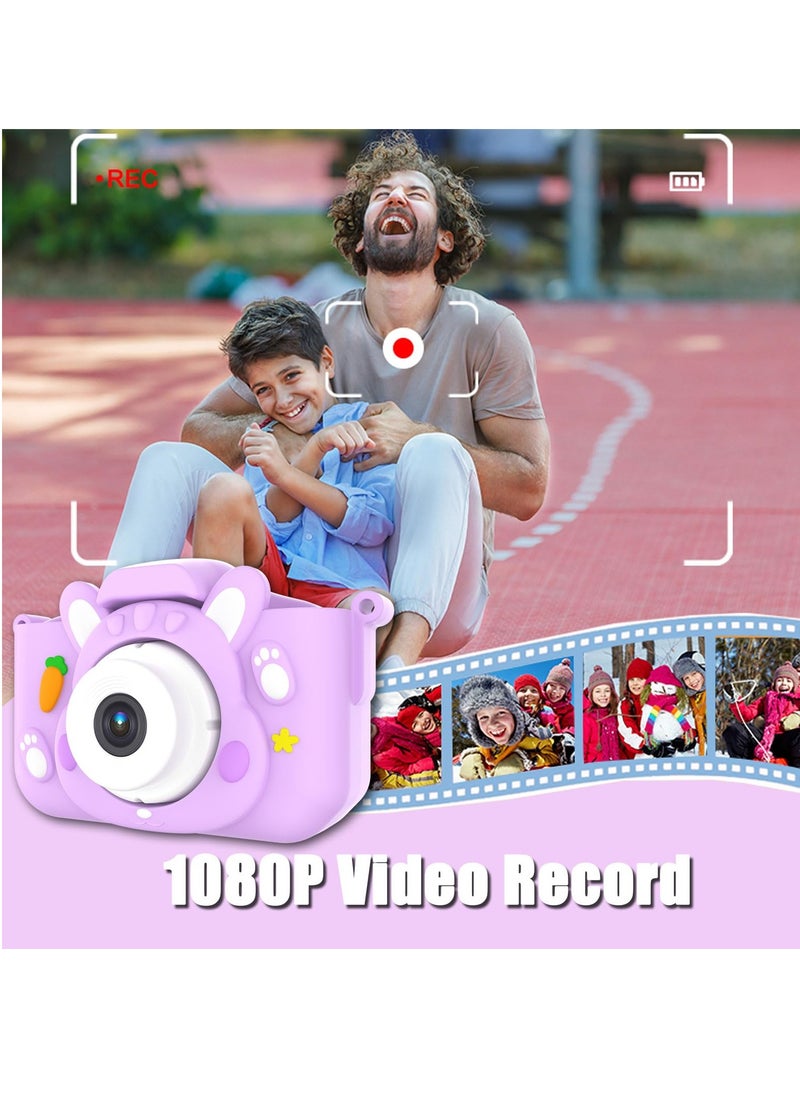 Daxiongmao Kids Camera Toys,48MP Dual Lens with 32G SD Card and Cartoon Soft Cover for 3-8 Year Old Girls Boys (PurpleR)  - Image 4