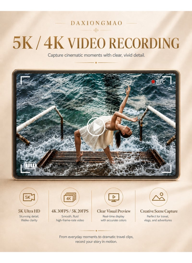 الباندا العملاقة طقم كاميرا رقمية 75MP بدقة 5K مع زووم 18×، تركيز تلقائي، عدسات واسعة وماكرو، مدمجة محمولة، يشمل بطاقة 64GB وبطاريتين — مثالية للفلوغ والتصوير للمراهقين - Image 2