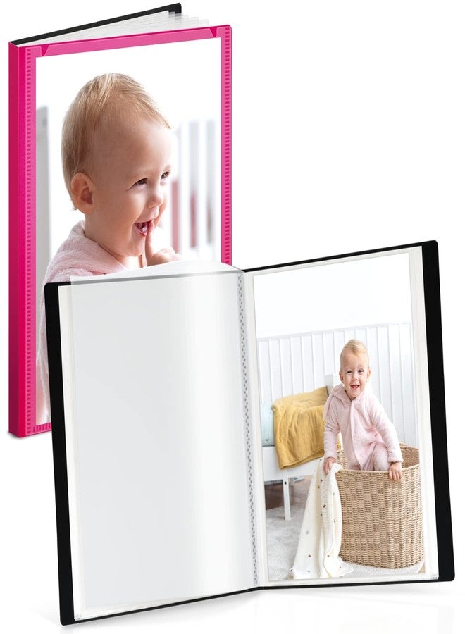 CRANBURY Small Photo Album 5x7 (Pink), 2-Pack Plastic Photo Book, 24 Pockets Show 48 Pictures, Mini Picture Binder with Customizable Album Cover, 5 x 7 Clear Sleeves - Image 1