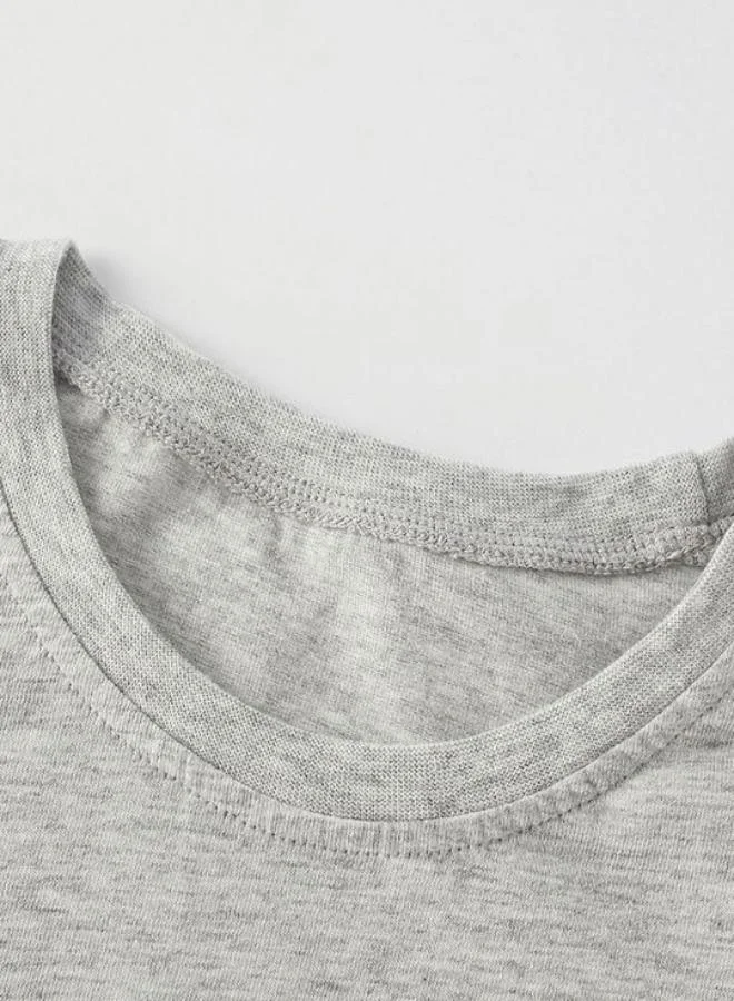 YUNIQEE Grey Printed Long Sleeve Crew Neck T-Shirt