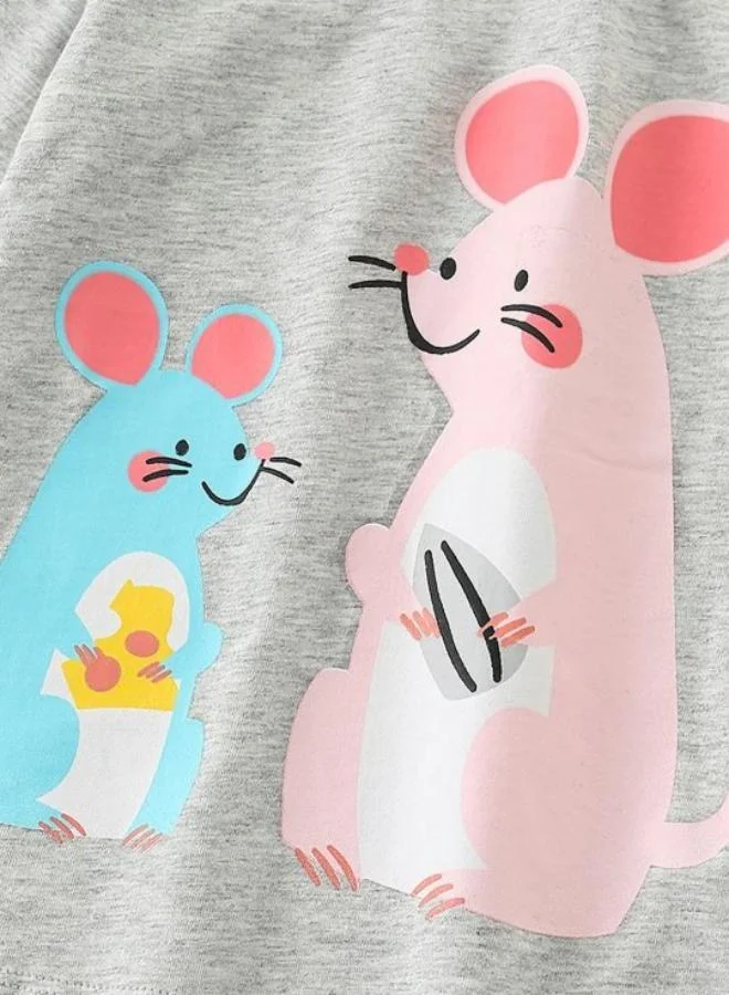 YUNIQEE Grey Printed Long Sleeve Crew Neck T-Shirt