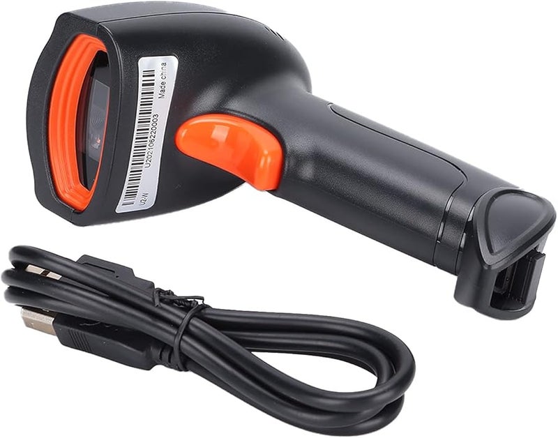 Wireless Handheld Barcode Scanner 360 Degree QR Code USB Reader For Retail Warehouse Logistics ABS Material Black Orange - Image 1
