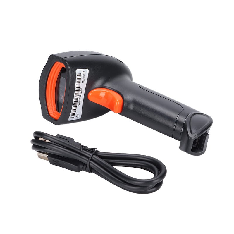 Wireless Handheld Barcode Scanner 360 Degree QR Code USB Reader For Retail Warehouse Logistics ABS Material Black Orange - Image 2