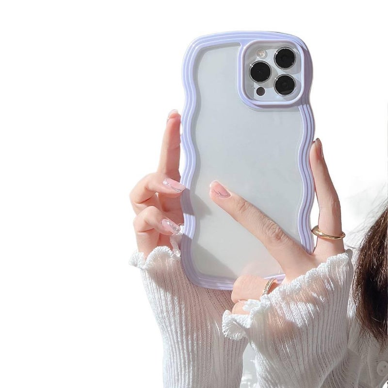 غطاء واقي، حافة باللون البنفسجي متموجة، مقاوم للصدمات لـ iPhone 13، بنفسجي TPU من مادة TPU للاستخدام المنزلي للسفر للاستخدام الشخصي - Image 1
