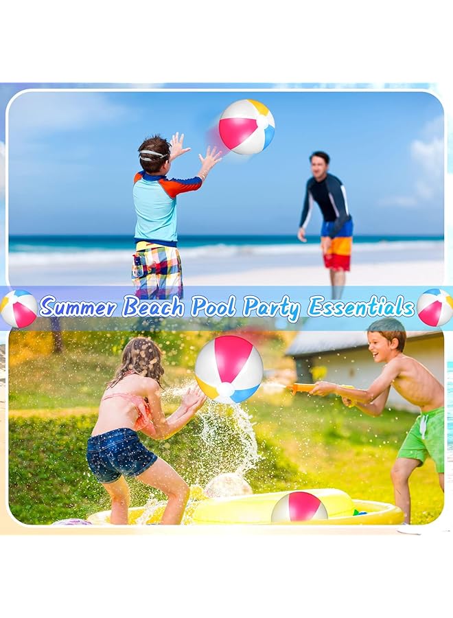 Excefore Inflatable Beach Ball 3Pack Classic Rainbow Color Beachball Summer Water Toy Birthday Pool Party Favors Fun Play Beachball Game For Kid Boys Girls 15" From Inflated To Deflated - Image 2
