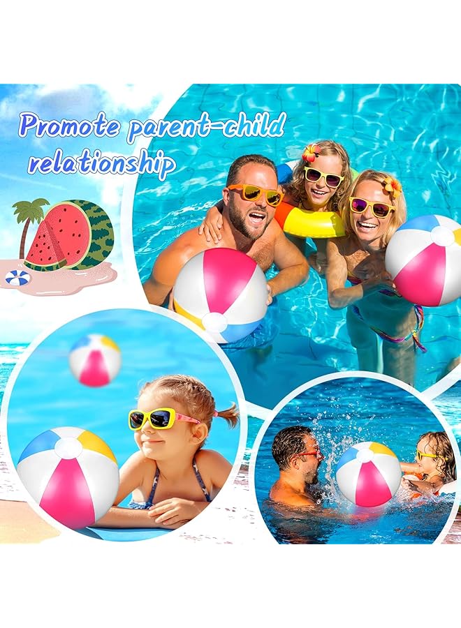 Excefore Inflatable Beach Ball 3Pack Classic Rainbow Color Beachball Summer Water Toy Birthday Pool Party Favors Fun Play Beachball Game For Kid Boys Girls 15" From Inflated To Deflated - Image 3