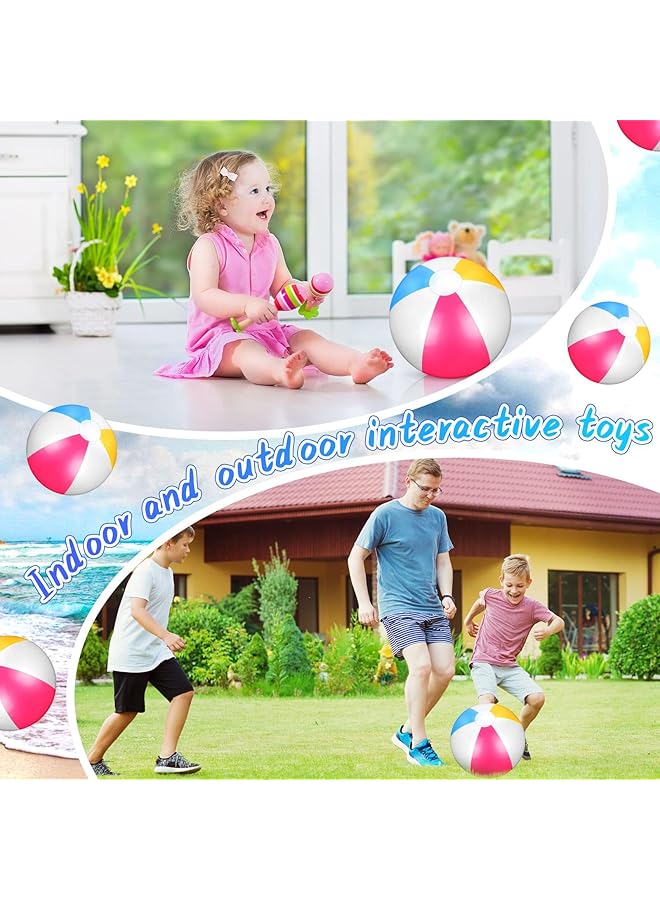 Excefore Inflatable Beach Ball 3Pack Classic Rainbow Color Beachball Summer Water Toy Birthday Pool Party Favors Fun Play Beachball Game For Kid Boys Girls 15" From Inflated To Deflated - Image 4