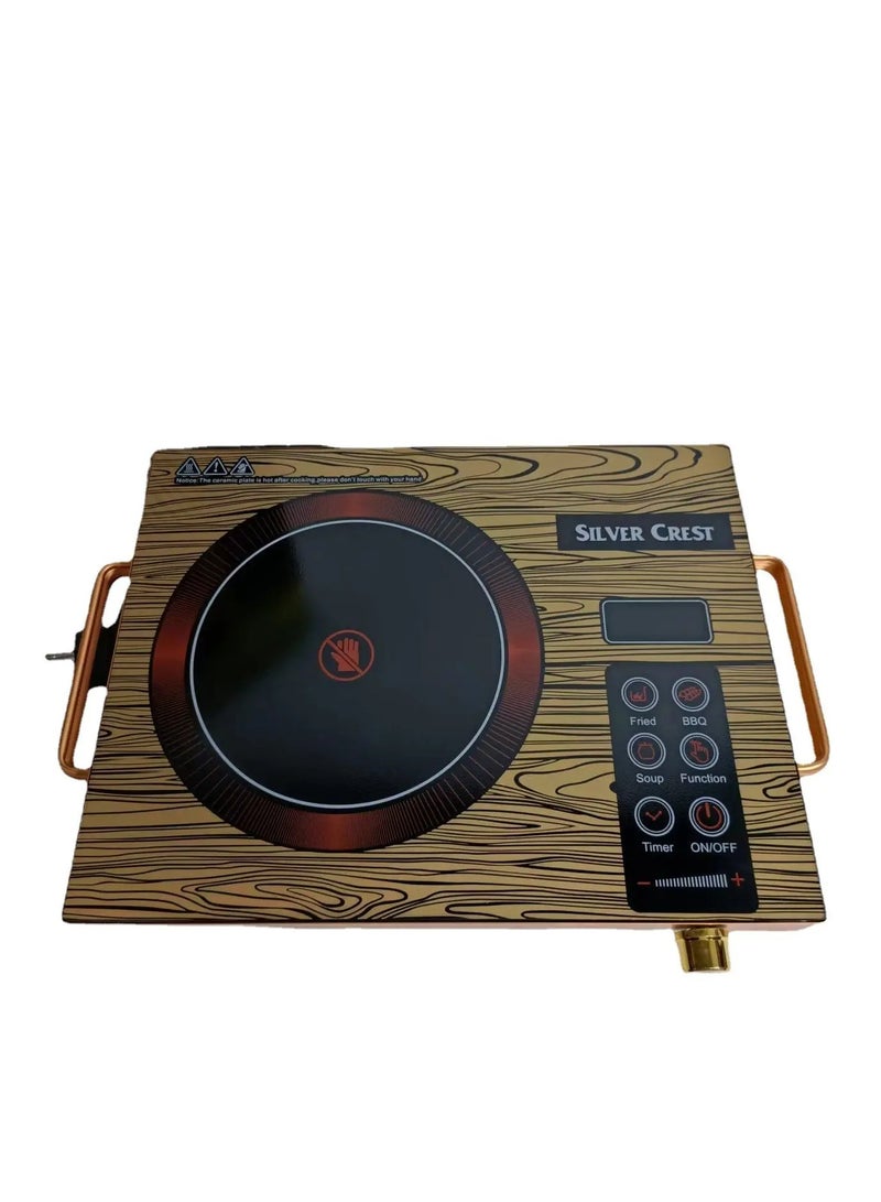 سيلفر كريست موقد كهربائي محمول يعمل بالأشعة تحت الحمراء بمؤقت رقمي من سلفير كريست بقوة 3500 واط  شاشة LED تعمل باللمس  تصميم مقبض مضاد للحروق (دهبي) - Image 2