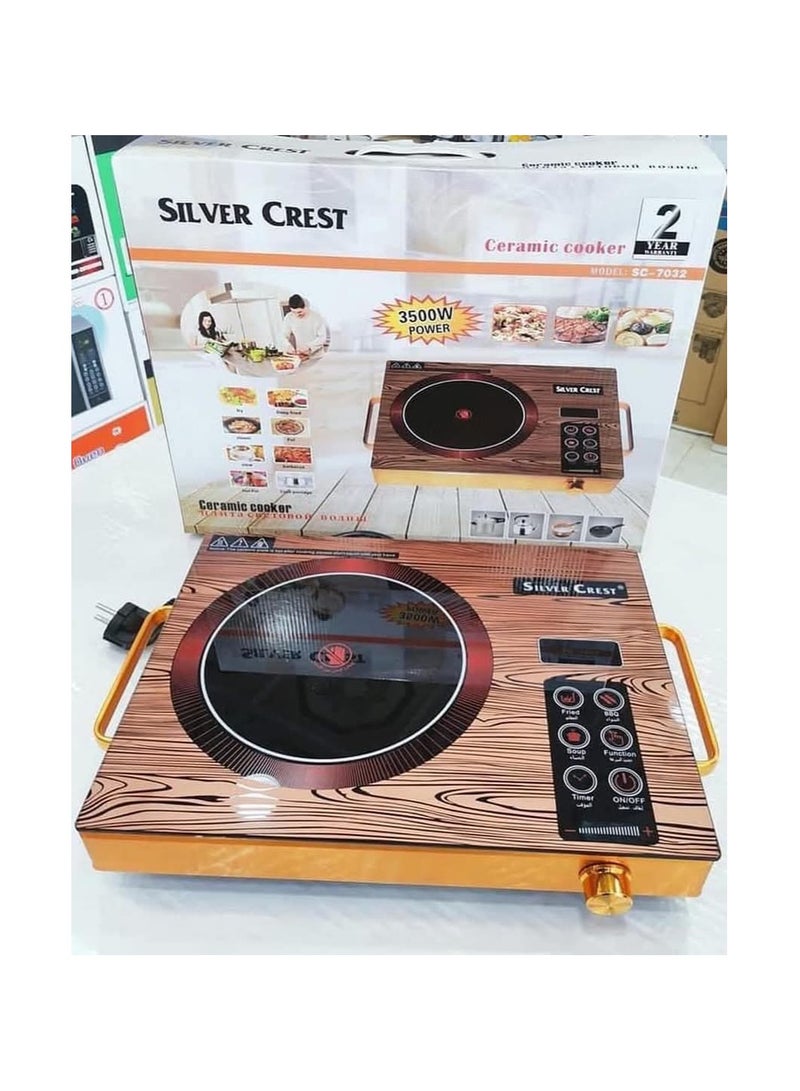 سيلفر كريست موقد كهربائي محمول يعمل بالأشعة تحت الحمراء بمؤقت رقمي من سلفير كريست بقوة 3500 واط  شاشة LED تعمل باللمس  تصميم مقبض مضاد للحروق (دهبي) - Image 1