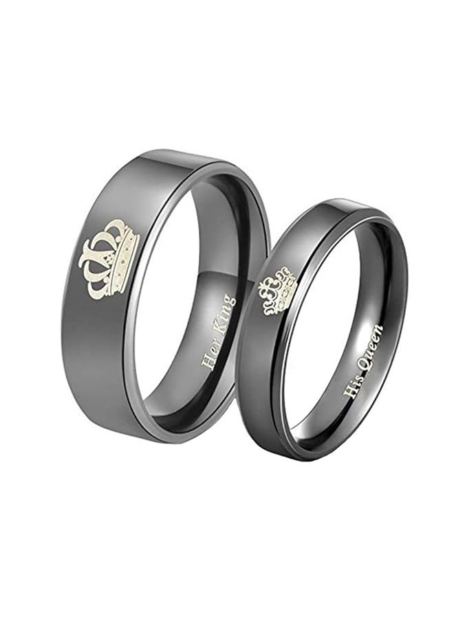 YELLOW CHIMES - His Queen Her King Couple Collection Ring For Women Black Ycfjcr 12Crwn Bk - Image 1