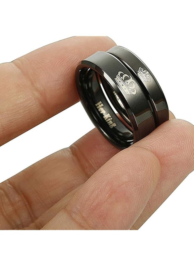 YELLOW CHIMES - His Queen Her King Couple Collection Ring For Women Black Ycfjcr 12Crwn Bk - Image 1