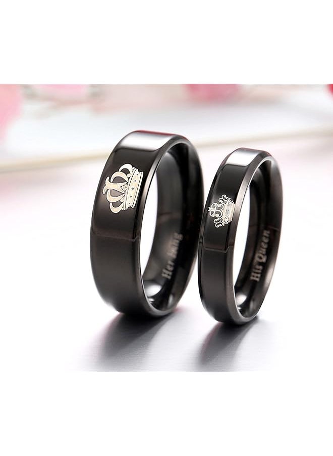 YELLOW CHIMES - His Queen Her King Couple Collection Ring For Women Black Ycfjcr 12Crwn Bk - Image 1