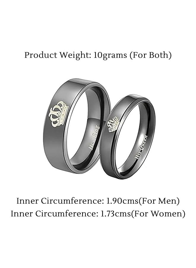 YELLOW CHIMES - His Queen Her King Couple Collection Ring For Women Black Ycfjcr 12Crwn Bk - Image 1