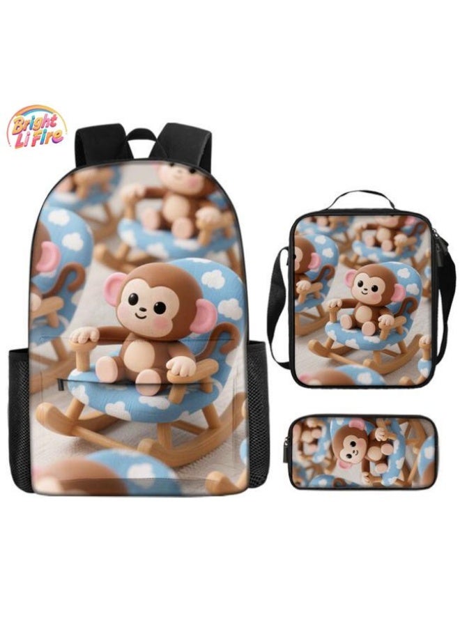 Bright Li Fire [Hot New Product] Cute Cartoon Bag Set | Shoulder + Handbag + Pencil Bag Three-piece Set | Essential for Children and Students Outdoors - 29  - Image 1