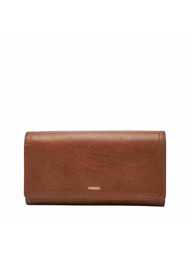 FOSSIL Women'S Logan Leather Wallet Rfid Blocking Flap Clutch Organizer Brown (Model: Sl7833200)  - Image 1