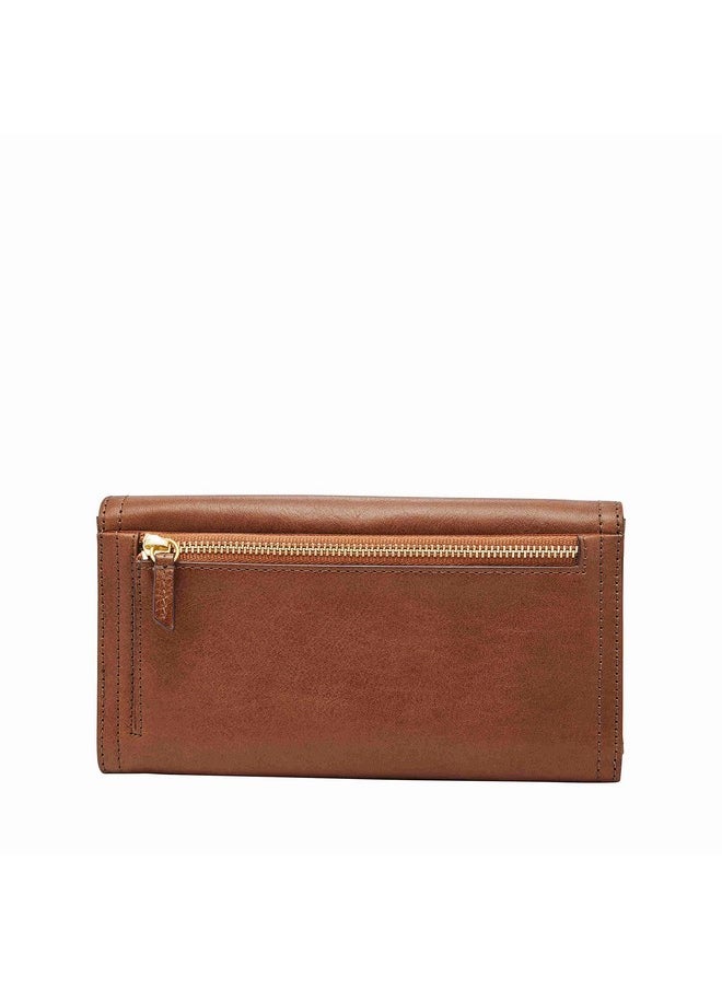 FOSSIL Women'S Logan Leather Wallet Rfid Blocking Flap Clutch Organizer Brown (Model: Sl7833200)  - Image 2