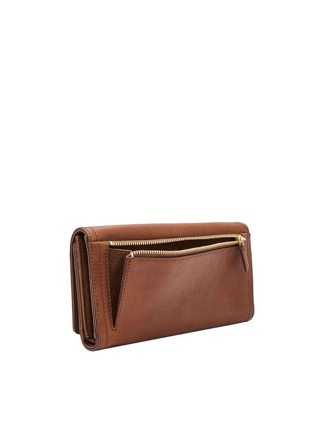 FOSSIL Women'S Logan Leather Wallet Rfid Blocking Flap Clutch Organizer Brown (Model: Sl7833200)  - Image 3