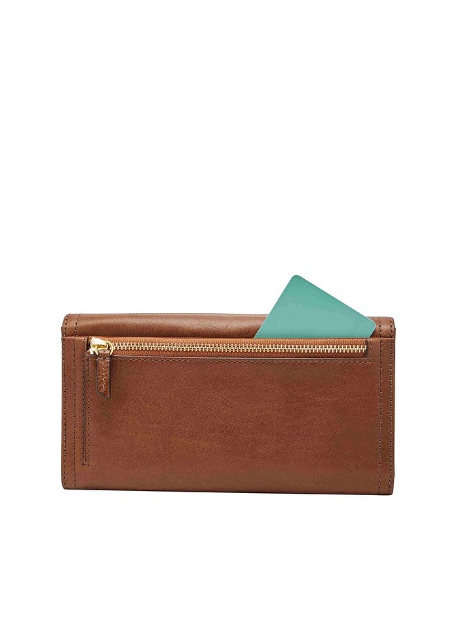 FOSSIL Women'S Logan Leather Wallet Rfid Blocking Flap Clutch Organizer Brown (Model: Sl7833200)  - Image 4