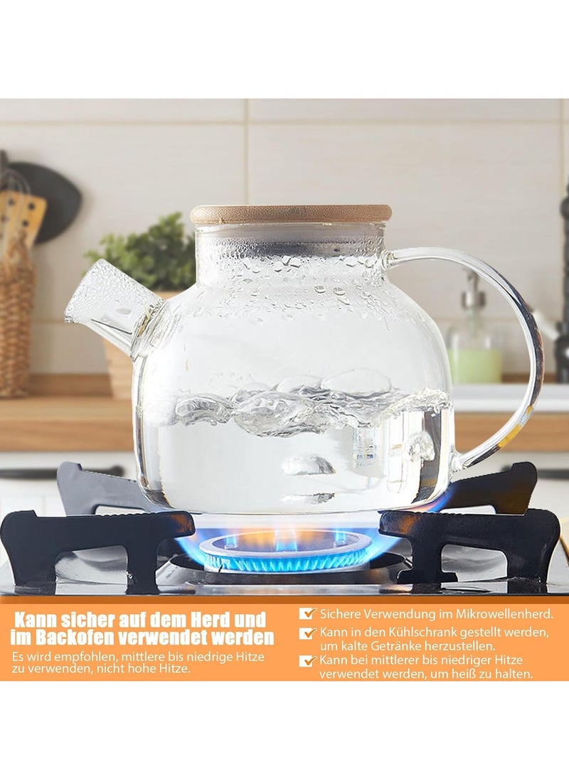Generic - Teapot with Inner Strainer, Glass Teapot with Wooden Lid, High Borosilicate Heat Resistant Teapot with Removable Filter, Modern and Elegant Design for Tea, Flower Tea, Juice, - Image 1