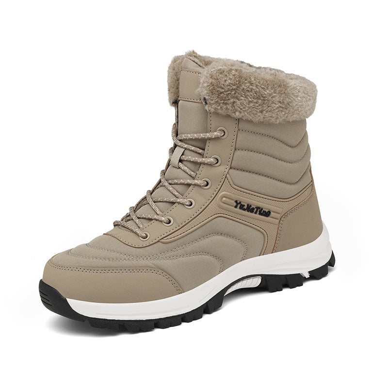 Couple Waterproof Snow Boots Large Size Fleece-Lined Winter Men'S Shoes Warm Non-Slip Outdoor Cotton Boots Women'S Northeast Travel Shoes - Image 1