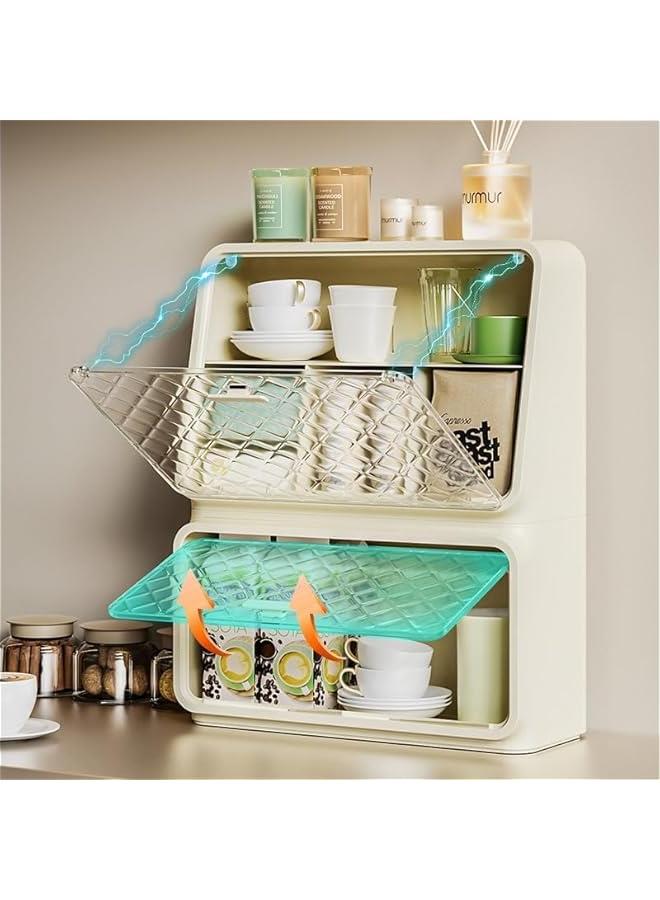 HOOKOR 2 Tier Tea Bags Organizer, Coffee Pods Storage Organizer Holder, Wall Mounted and Freestanding Modern Style Tea Bag Box for Countertop, Office, Pantry, Cabinet, K Cup - Image 4