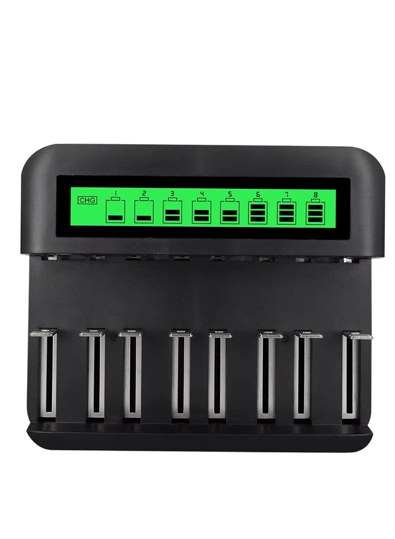 NC559 USB 8 فتحات شاحن بطارية ذكي متعدد الوظائف لبطاريات AA / AAA D / C نوع 5/7 قابلة لإعادة الشحن