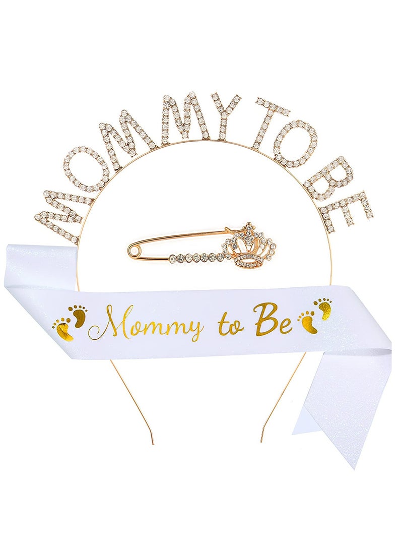 Mommy To Be Decoration Set with Headband and Sash Gold - Image 1