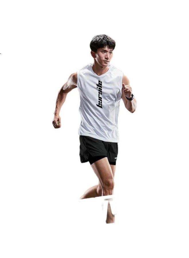 BURUITE Running Sports Suit Men'S Ice Silk Vest T-Shirt Quick-Drying Clothes Loose Marathon Track And Field Training Fitness Shorts - Image 2