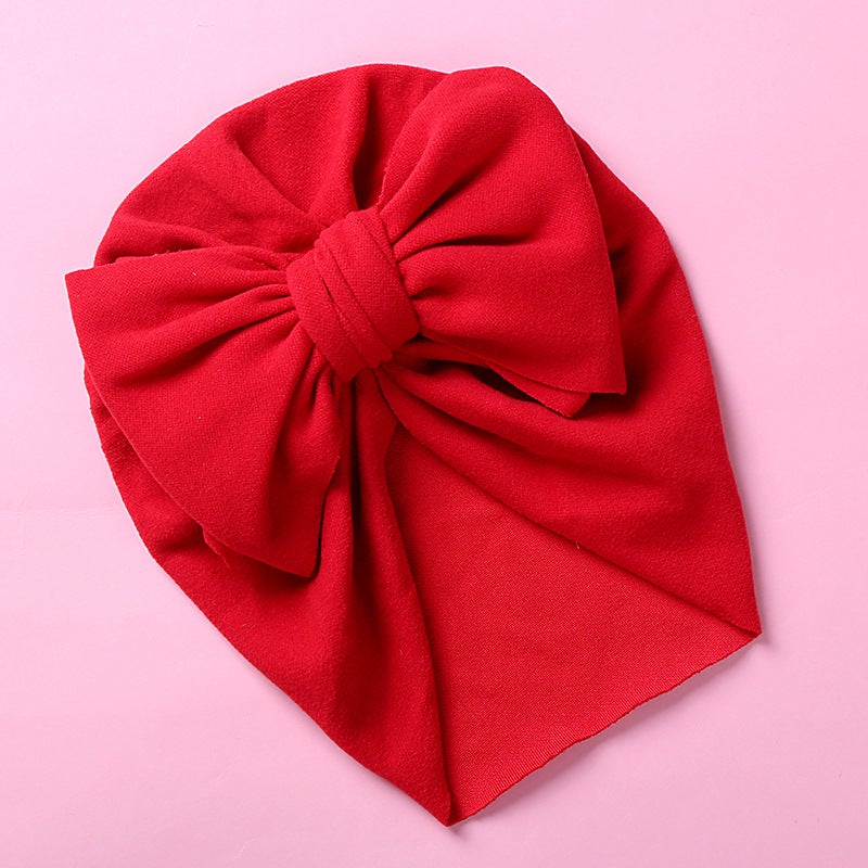 Generic Double Bow Cashmere-like Kids Cap 3 Red