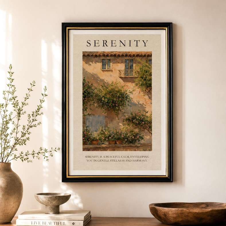 Pan Home Serenity Linen Printed Framed Wall Art 45x65cm - Green - 191AIC9904911 - Image 1