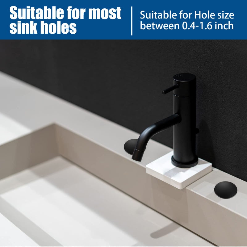 LEIFIDE 2 Pieces 2 Inch Kitchen Sink Hole Cover Faucet Hole Cover Stainless Steel Kitchen Sink Tap Hole Plate Stopper Cover Blanking Metal Plug (Black) - Image 5