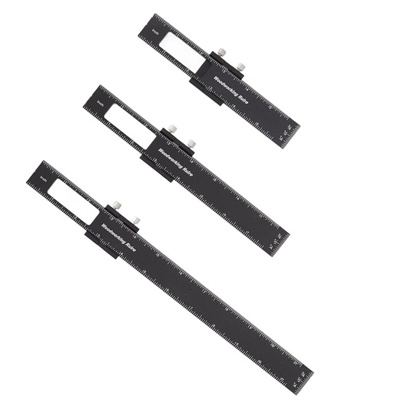 مجموعة مساطر خشب من سبائك الألومنيوم 3 قطع أداة وضع العلامات والخط من النوع T - Image 3