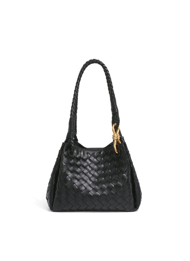 NIBEMINENT - Women's Hand-woven British Style Drop Umbrella Bag Summer Metal Cord Buckle Single Shoulder Crossbody Bag Basket Tote Bag - Image 1