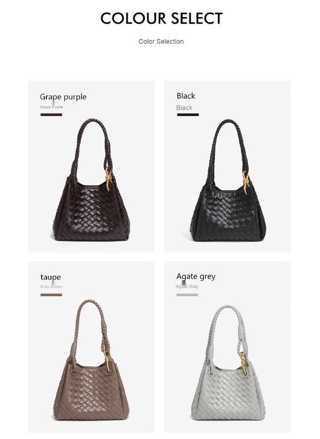 NIBEMINENT - Women's Hand-woven British Style Drop Umbrella Bag Summer Metal Cord Buckle Single Shoulder Crossbody Bag Basket Tote Bag - Image 1