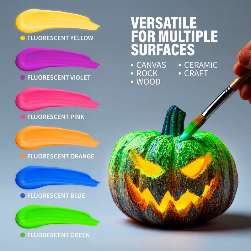 Positive Art Neon Fluorescent Washable Tempera Paint â€“ UV-Reactive Under Blacklight, 6 Bright Colors, 4 fl oz Bottles, Non-Toxic Kid-Safe Craft & Classroom Paint, Made in USA - Image 4