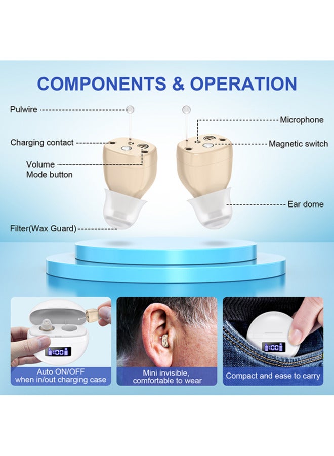 Chixing Hearing Aid, Invisible Magnetic Assistive Listening Devices, Contact Charging Box with LED Power Display - Image 2