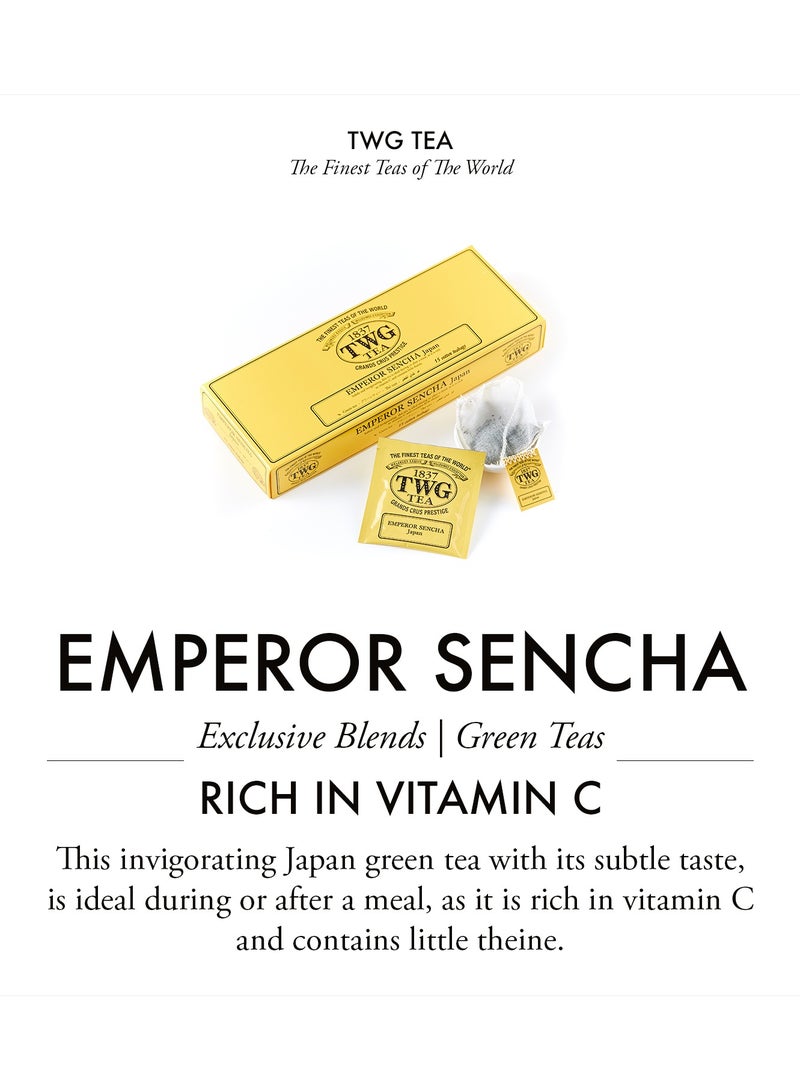 TWG Tea Emperor Sencha | Green Tea | Japanese Tea | 15 Hand Sewn Cotton Teabags | Gift Set - Image 3