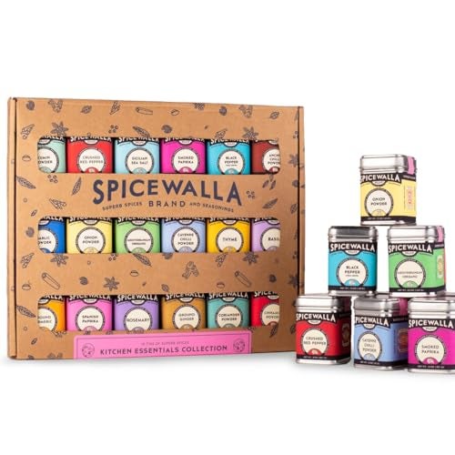 Spicewalla Essential Spices and Seasonings Set 18 Pack Variety | Garlic, Onion, Paprika, Crushed Red Pepper, Oregano, & more| Kitchen Cooking Set for Apartment and Home | House Warming Gift Set - Image 5