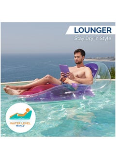 SwimWays Swimways Dry Float Lounger Pool Float, Translucent Inflatable Recliner Chair for Adults with Fast Inflation, Foot Rest & Cup Holder  - Image 4