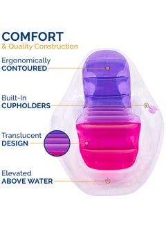 SwimWays Swimways Dry Float Lounger Pool Float, Translucent Inflatable Recliner Chair for Adults with Fast Inflation, Foot Rest & Cup Holder  - Image 5