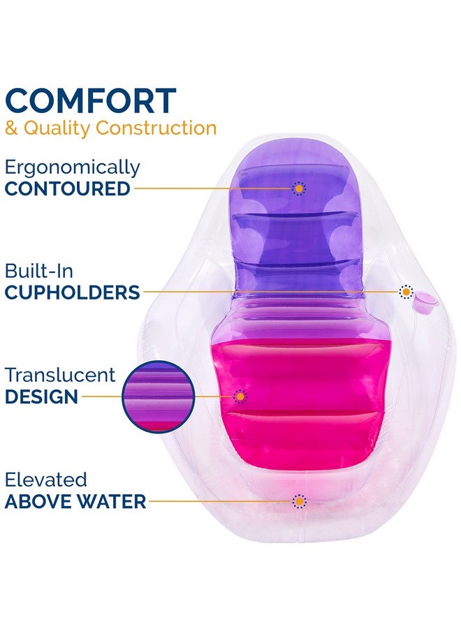 SwimWays - Swimways Dry Float Lounger Pool Float, Translucent Inflatable Recliner Chair for Adults with Fast Inflation, Foot Rest & Cup Holder - Image 1