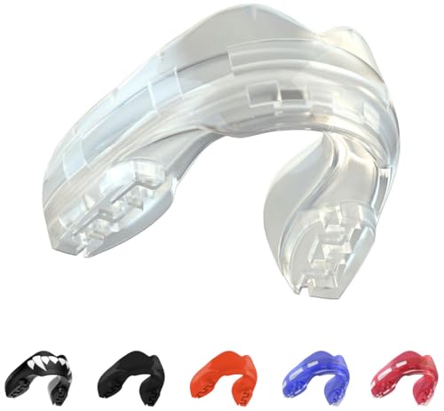 SAFEJAWZ Mouthguard for Braces, Upper & Lower Protection Remoldable Mouth Guard with Case for Boxing, Basketball, Football, MMA, Lacrosse, Hockey and All Contact Sports One Size (Transparent) - Image 1