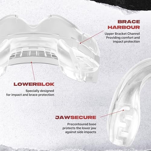 SAFEJAWZ Mouthguard for Braces, Upper & Lower Protection Remoldable Mouth Guard with Case for Boxing, Basketball, Football, MMA, Lacrosse, Hockey and All Contact Sports One Size (Transparent) - Image 3
