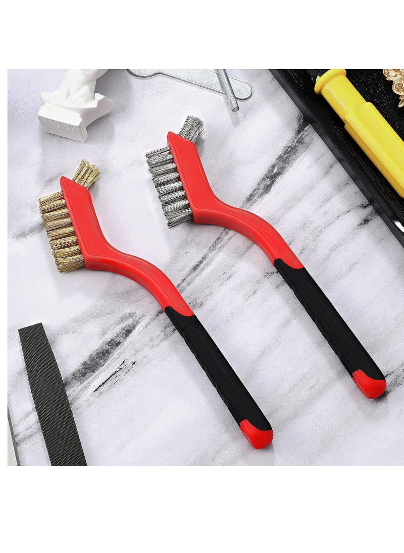 Y&D - 10-Piece Wire Brush for Cleaning Weld Slag Rust, Brass Stainless Steel Nylon Brush, Extra Bristles Narrow Areas, Heavy Duty Mini Crimping Scratch Grill Rust - Image 1