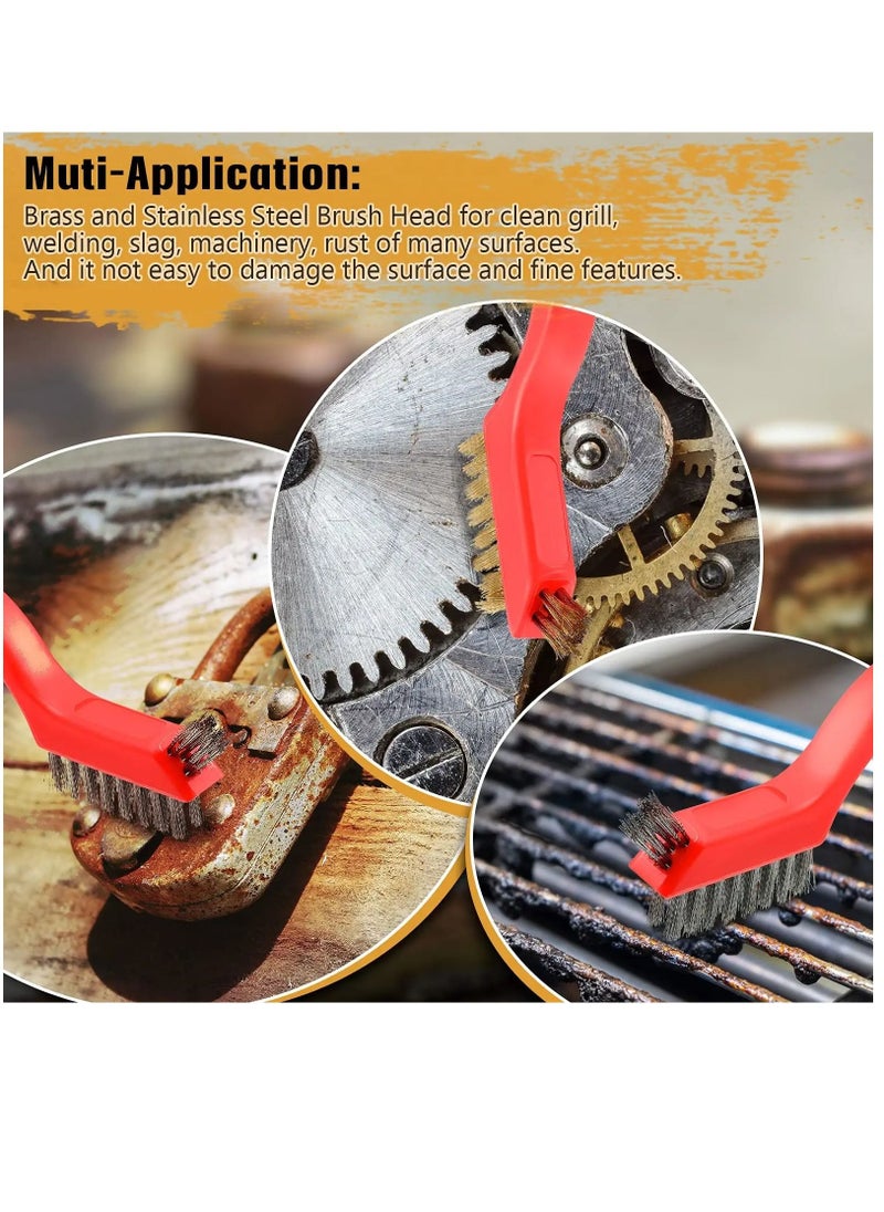 Y&D - 10-Piece Wire Brush for Cleaning Weld Slag Rust, Brass Stainless Steel Nylon Brush, Extra Bristles Narrow Areas, Heavy Duty Mini Crimping Scratch Grill Rust - Image 1
