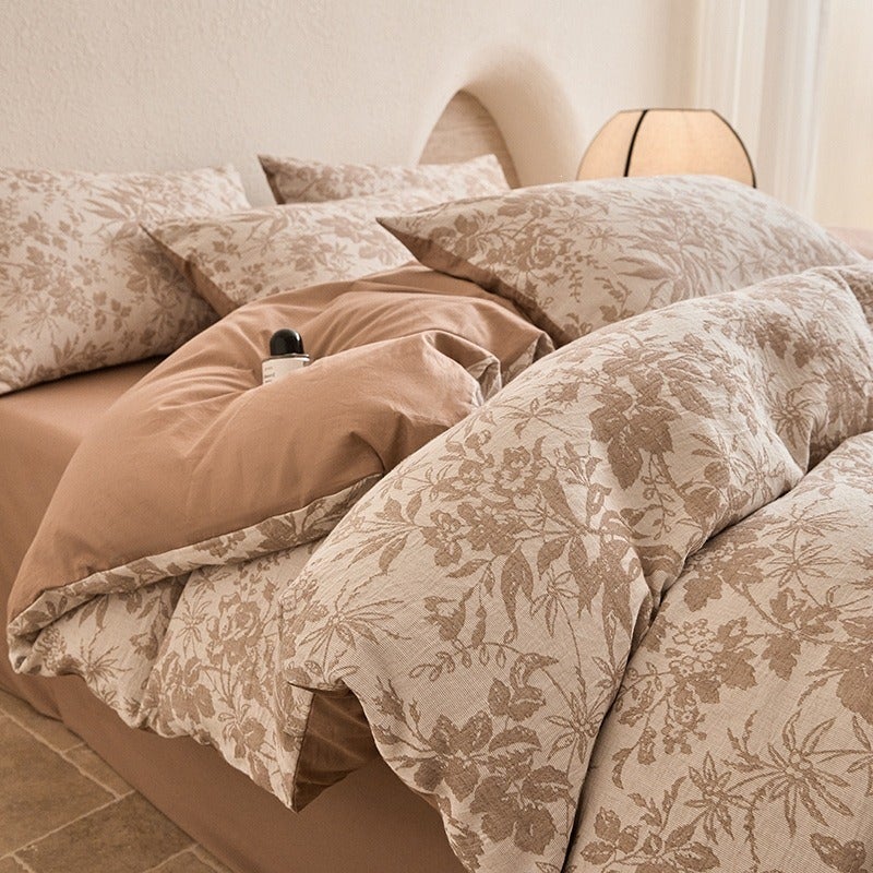 100% Cotton Three-Layer Yarn-Dyed Bedding Set - Luxurious Retro Style
